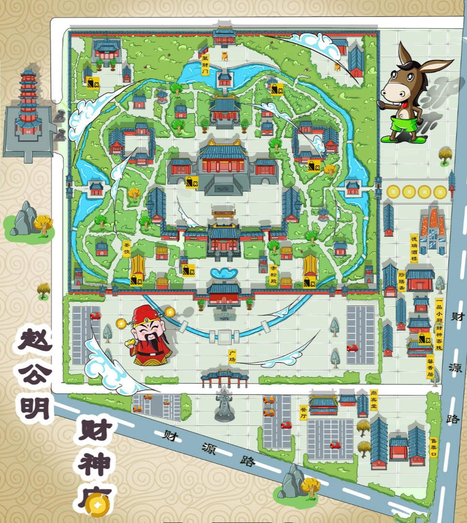 右江寺庙类手绘地图